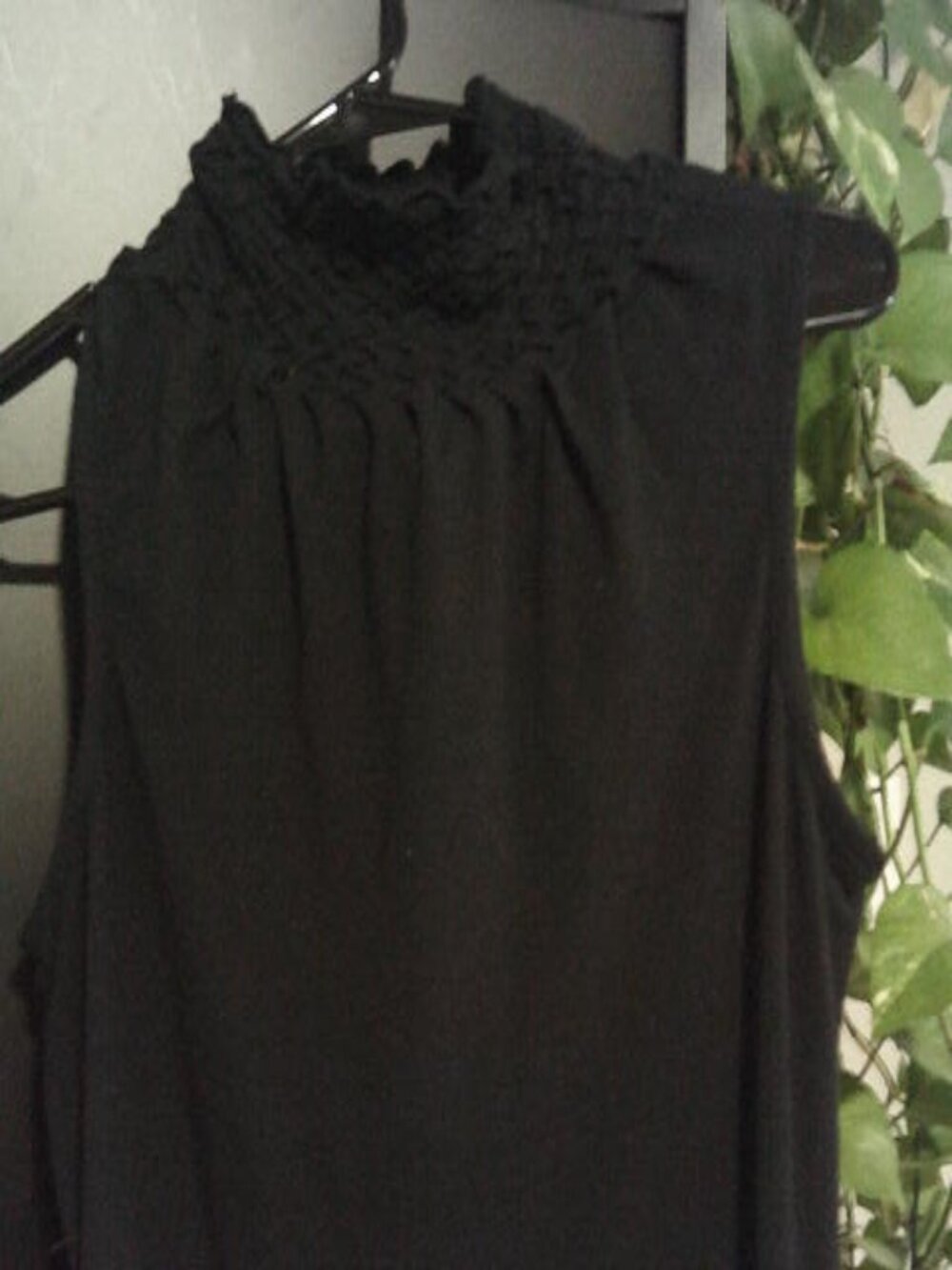 Bill Blass Sleeveless Black Turtleneck with Mesh Neck